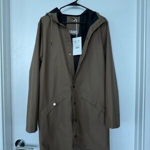 Rains Brown Hooded Raincoat new with tags